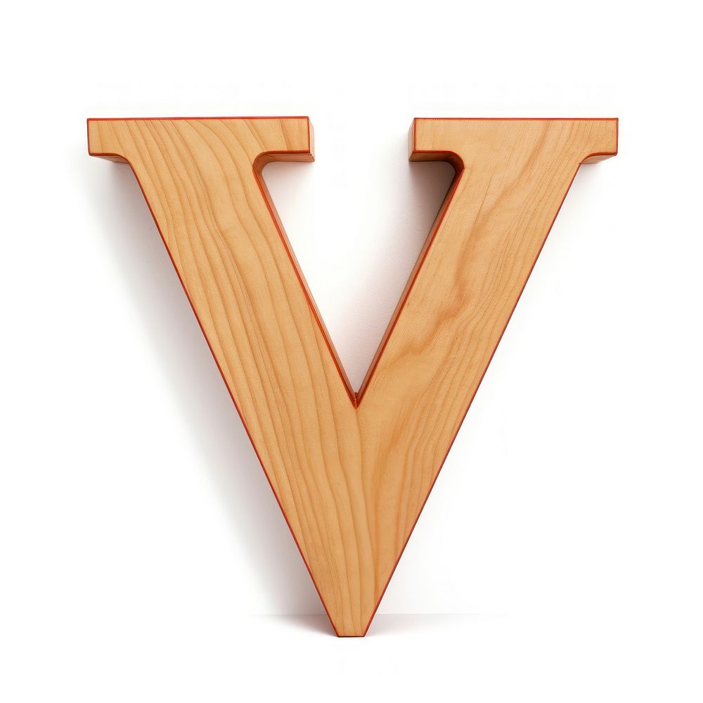 Letter V wood font white background.