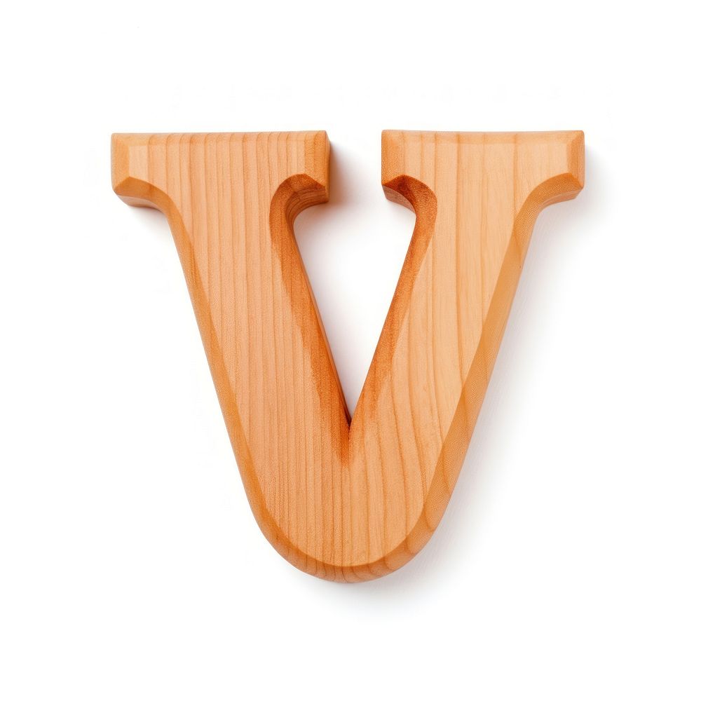 Letter V wood alphabet font.