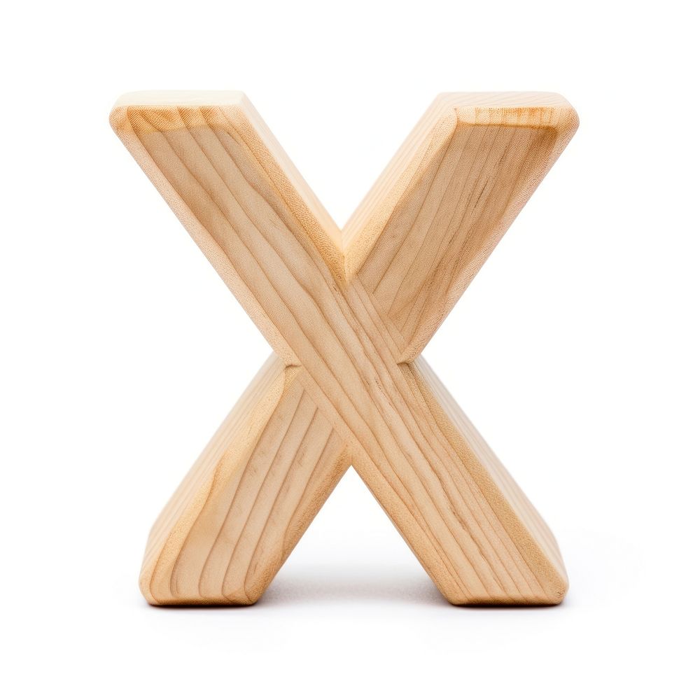 Letter X wood font white background.
