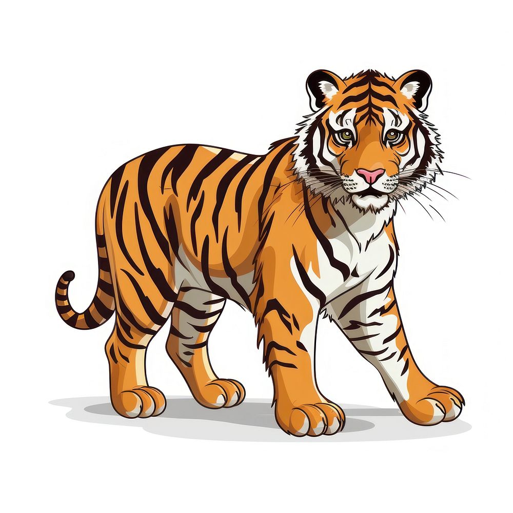 Tiger wildlife cartoon animal.