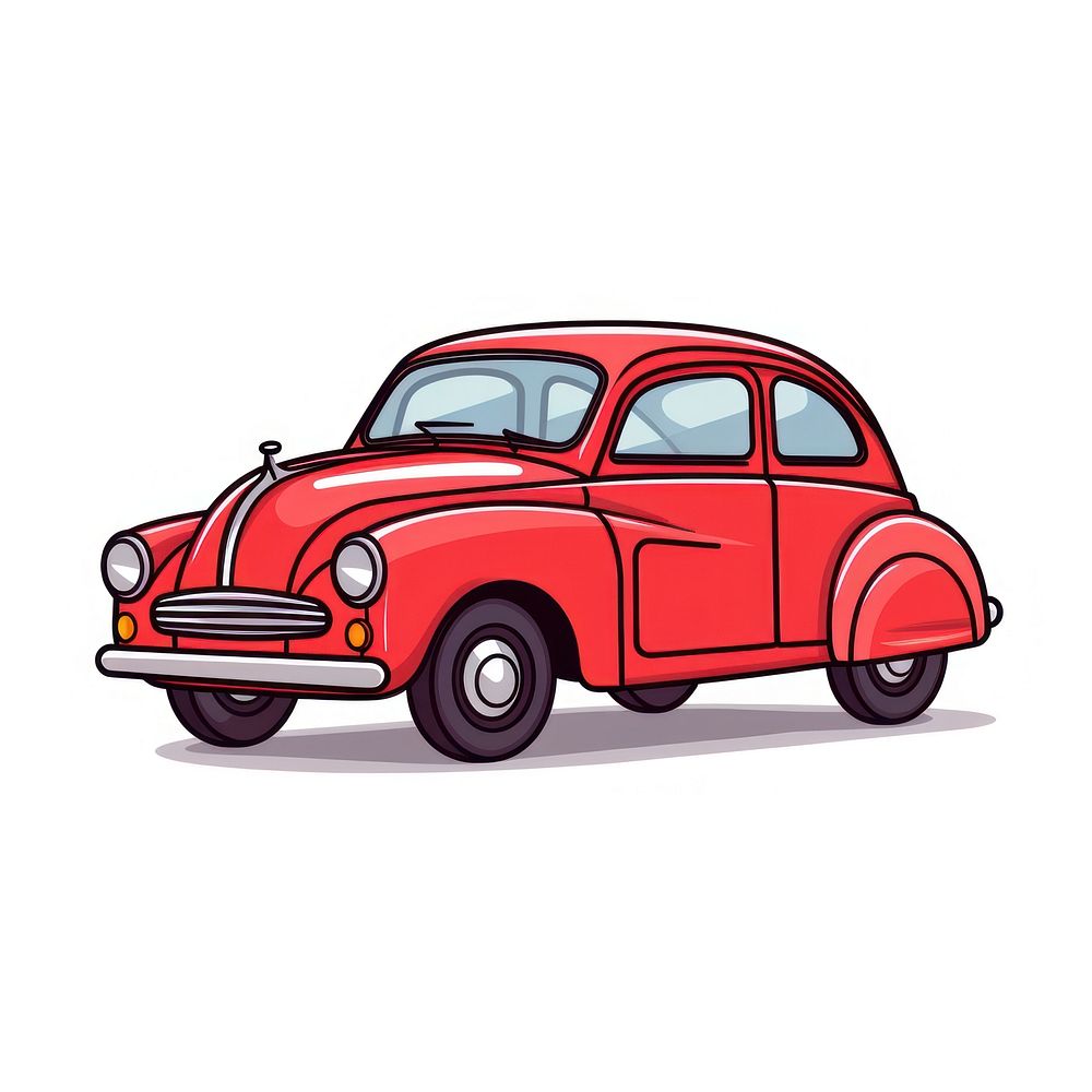 Red car vehicle cartoon drawing.