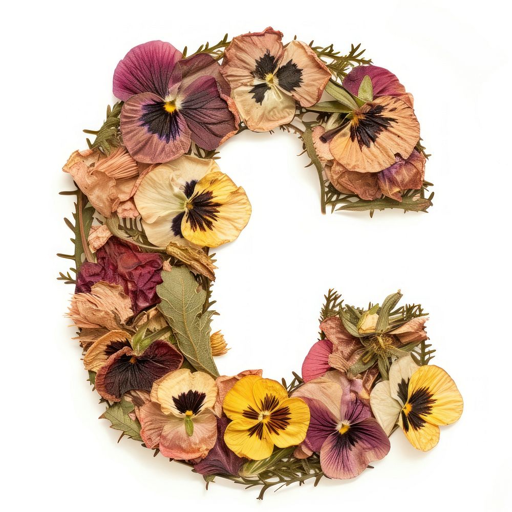 Alphabet C font flower wreath plant.