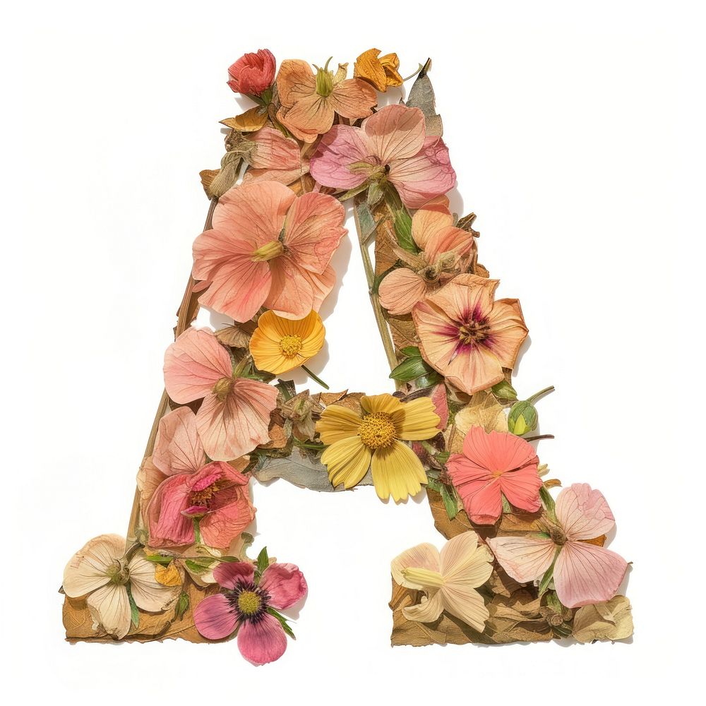Alphabet A font flower art plant.