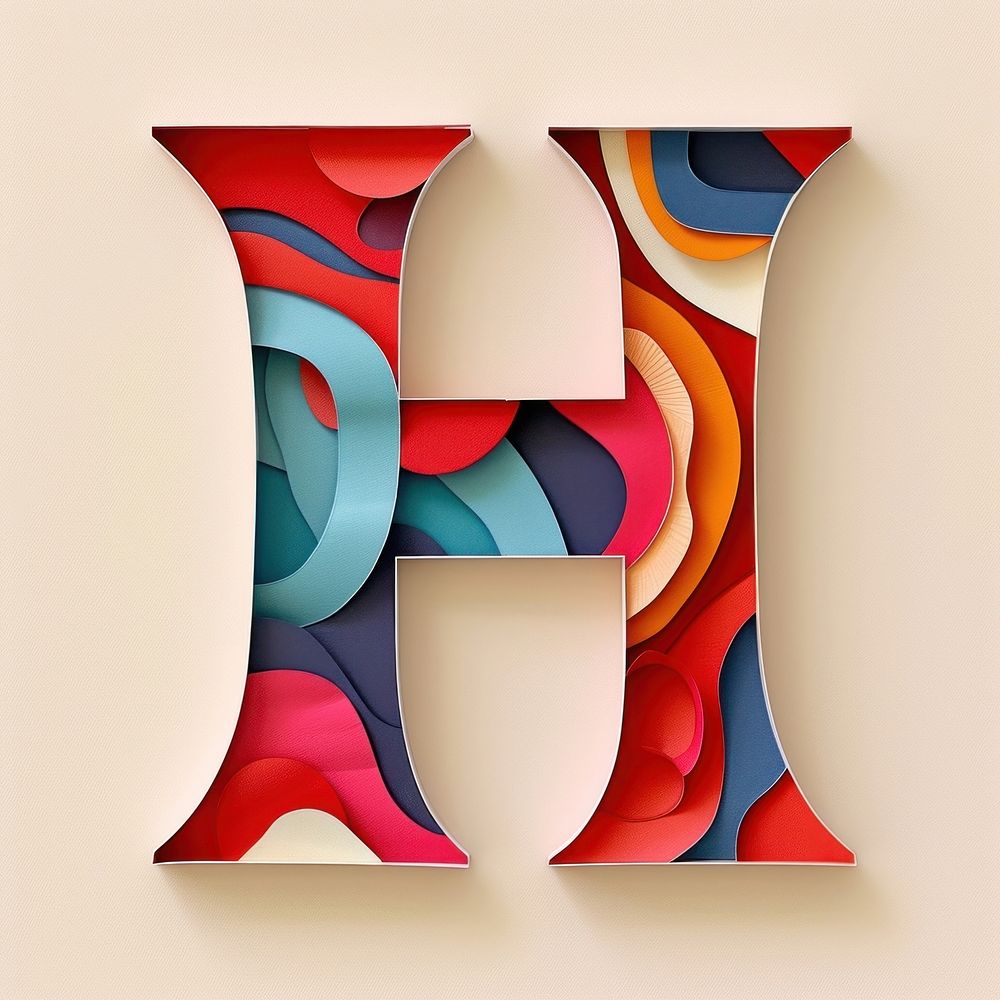 Alphabet H text art shape.