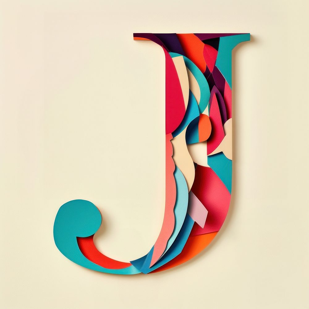 Alphabet J text art shape.
