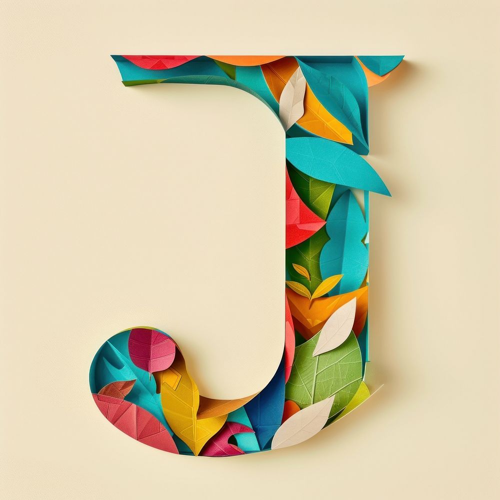 Alphabet J art letter shape.