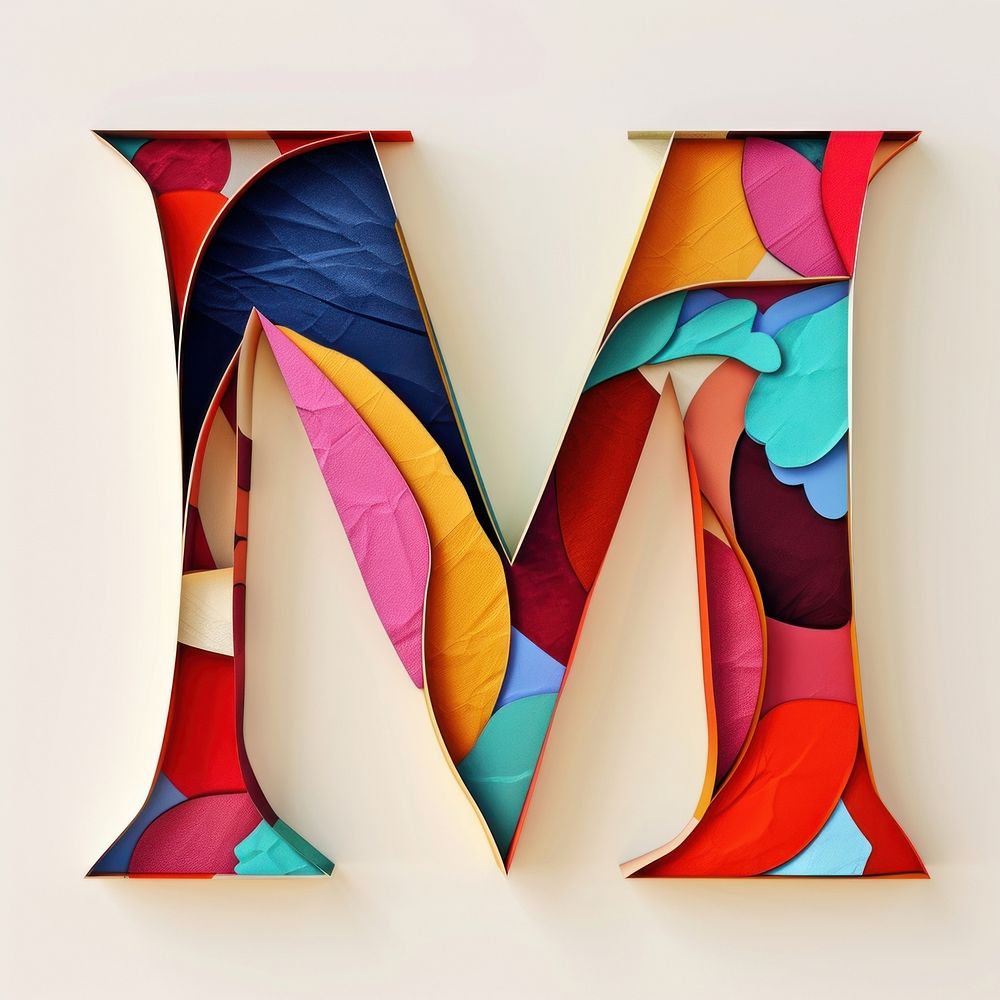 Alphabet M text art shape.
