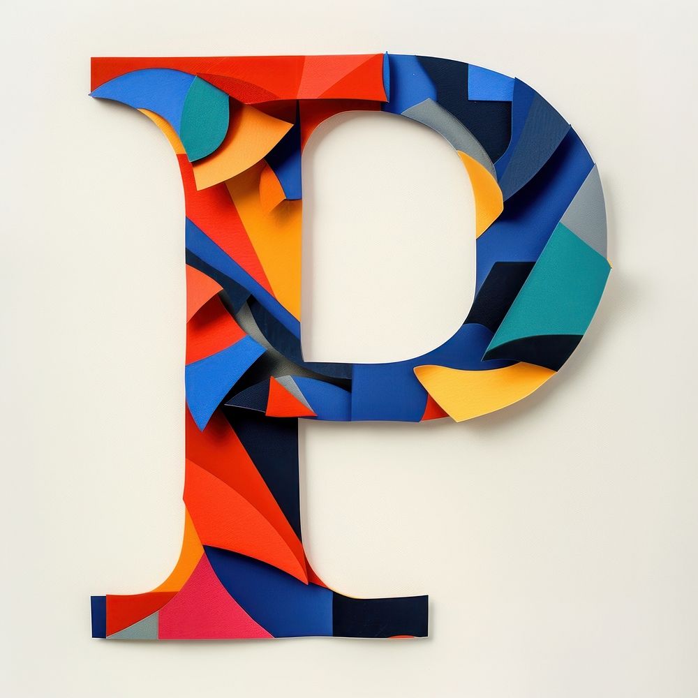 Alphabet P art shape text.