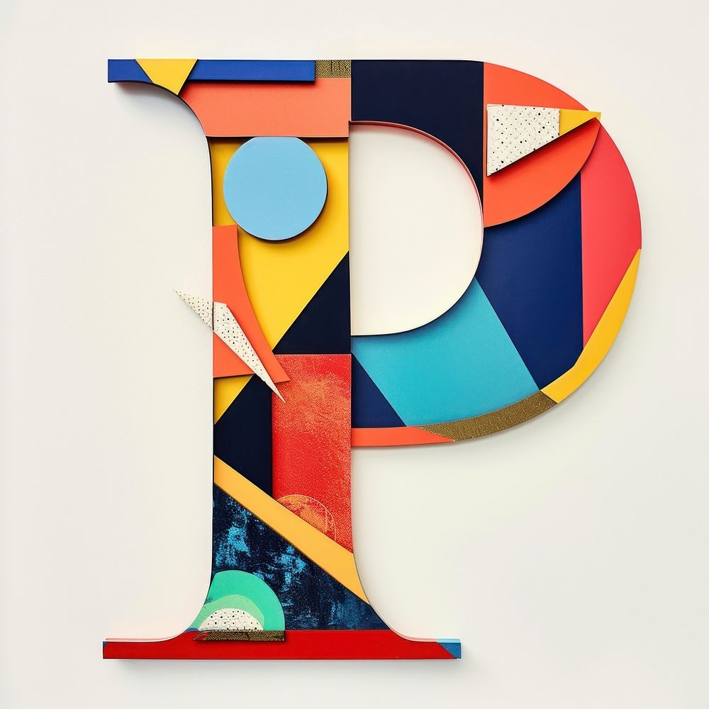 Alphabet P art shape text.
