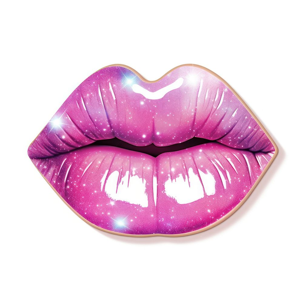 Pink wow lips sticker cosmetics lipstick jewelry.