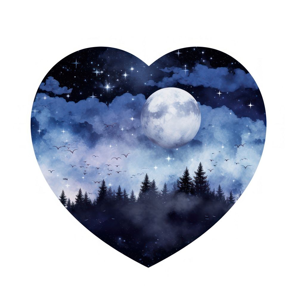 Heart watercolor night sky astronomy outdoors nature.