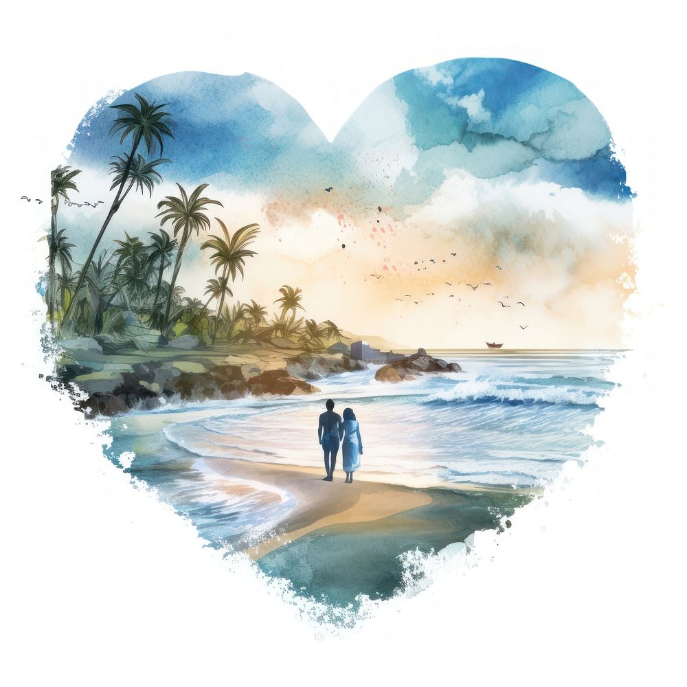 Heart watercolor beach outdoors nature land.