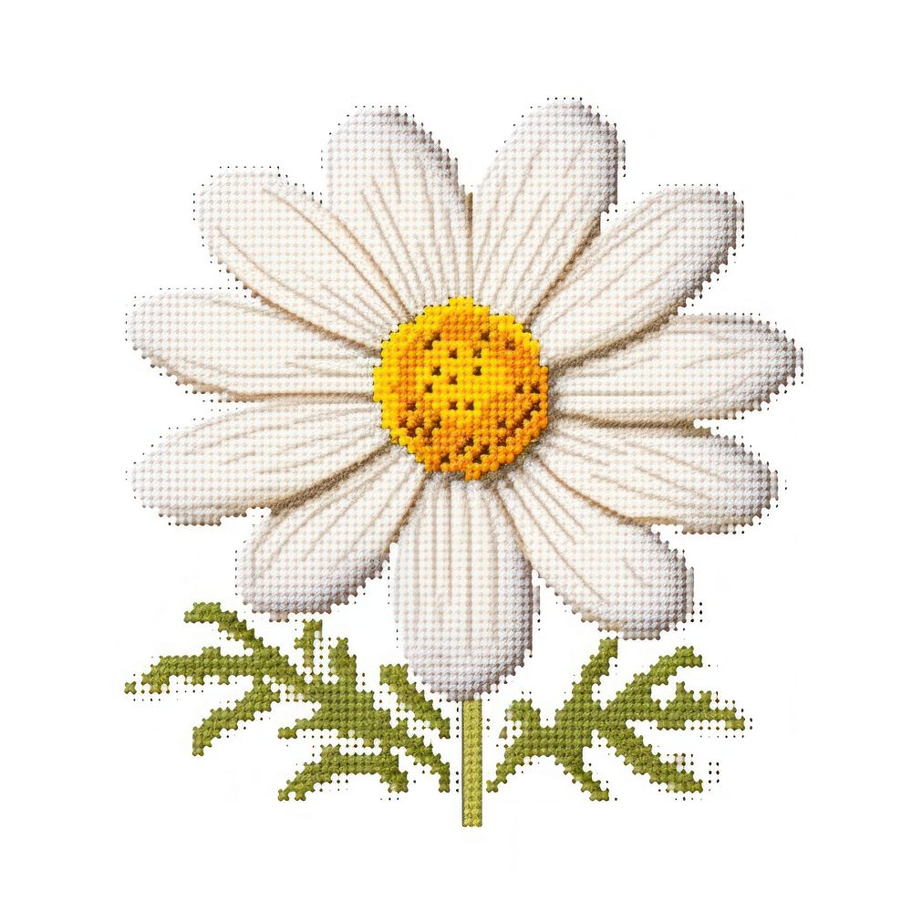 Cross stitch daisy embroidery pattern flower.