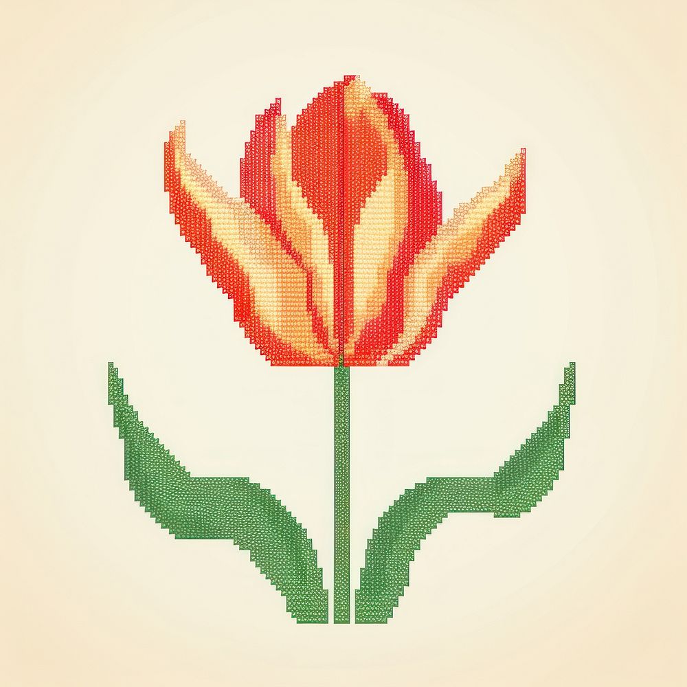 Cross stitch tulip embroidery graphics pattern.