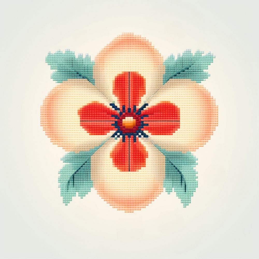 Cross stitch flower embroidery graphics pattern.