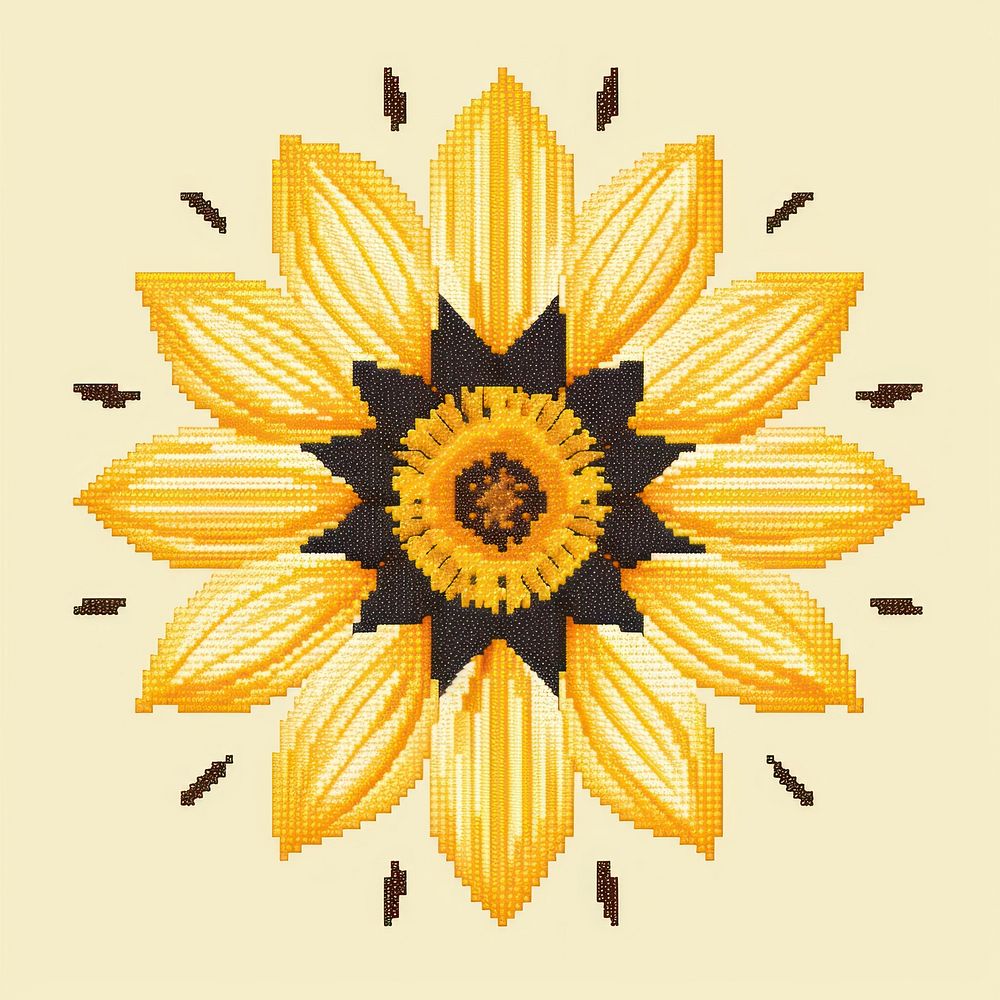 Cross stitch sunflower graphics pattern art.