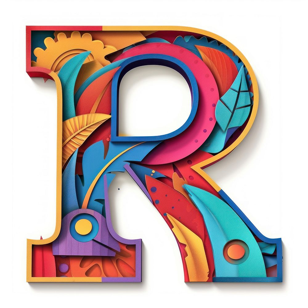 Letter R alphabet shape font.