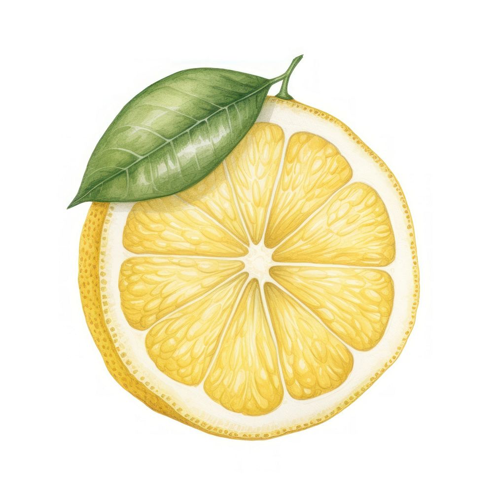 Vintage drawing lemon grapefruit plant food.