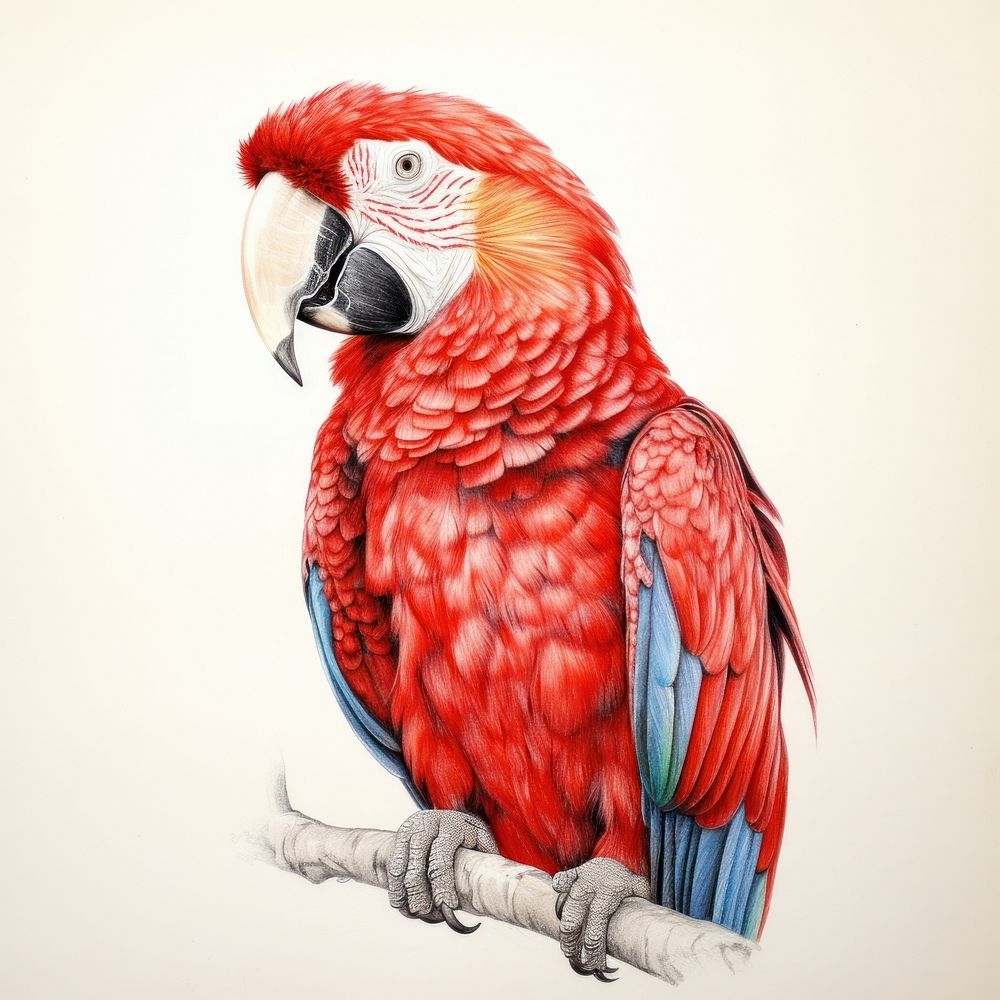 Vintage drawing parrot animal sketch bird.