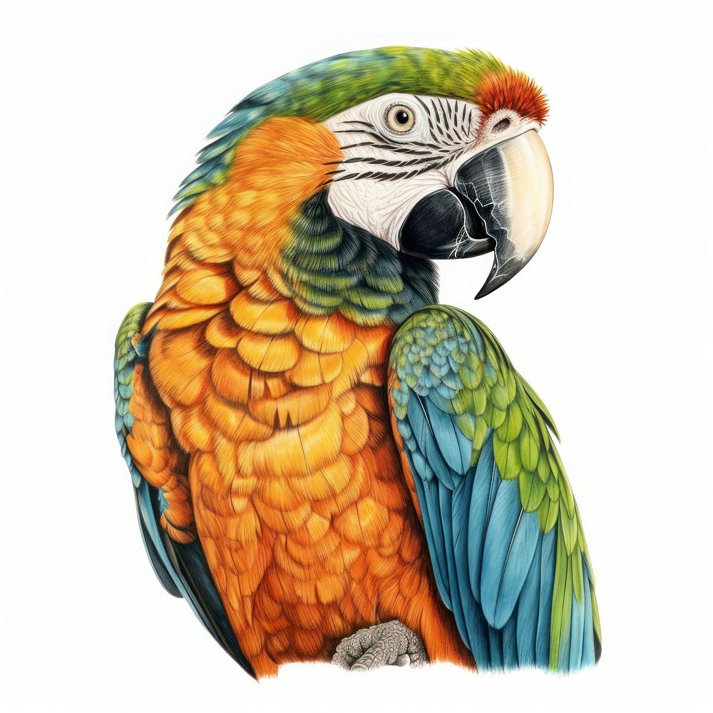Vintage drawing parrot animal sketch bird.