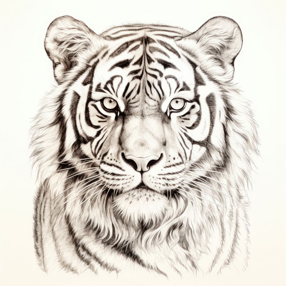 Tiger drawing sketch wildlife.