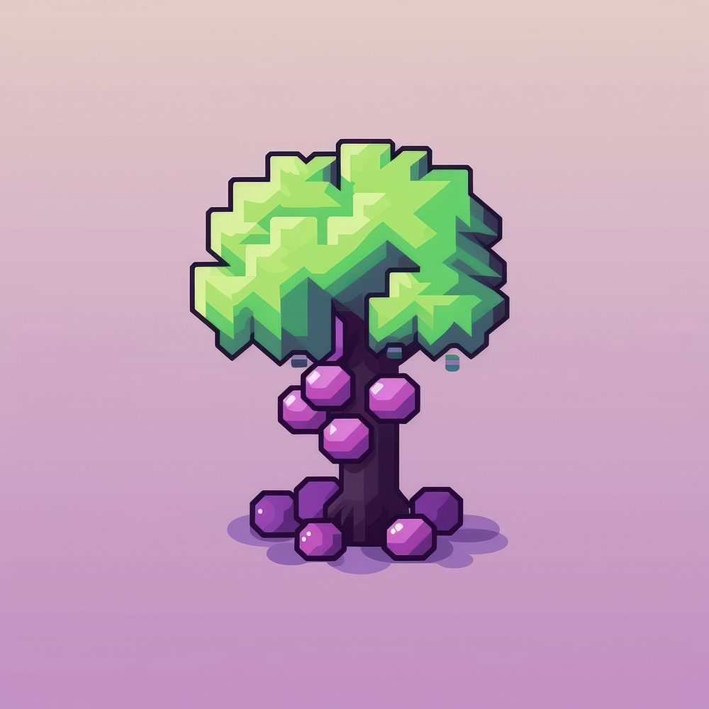 Vineyard pixel purple plant art.
