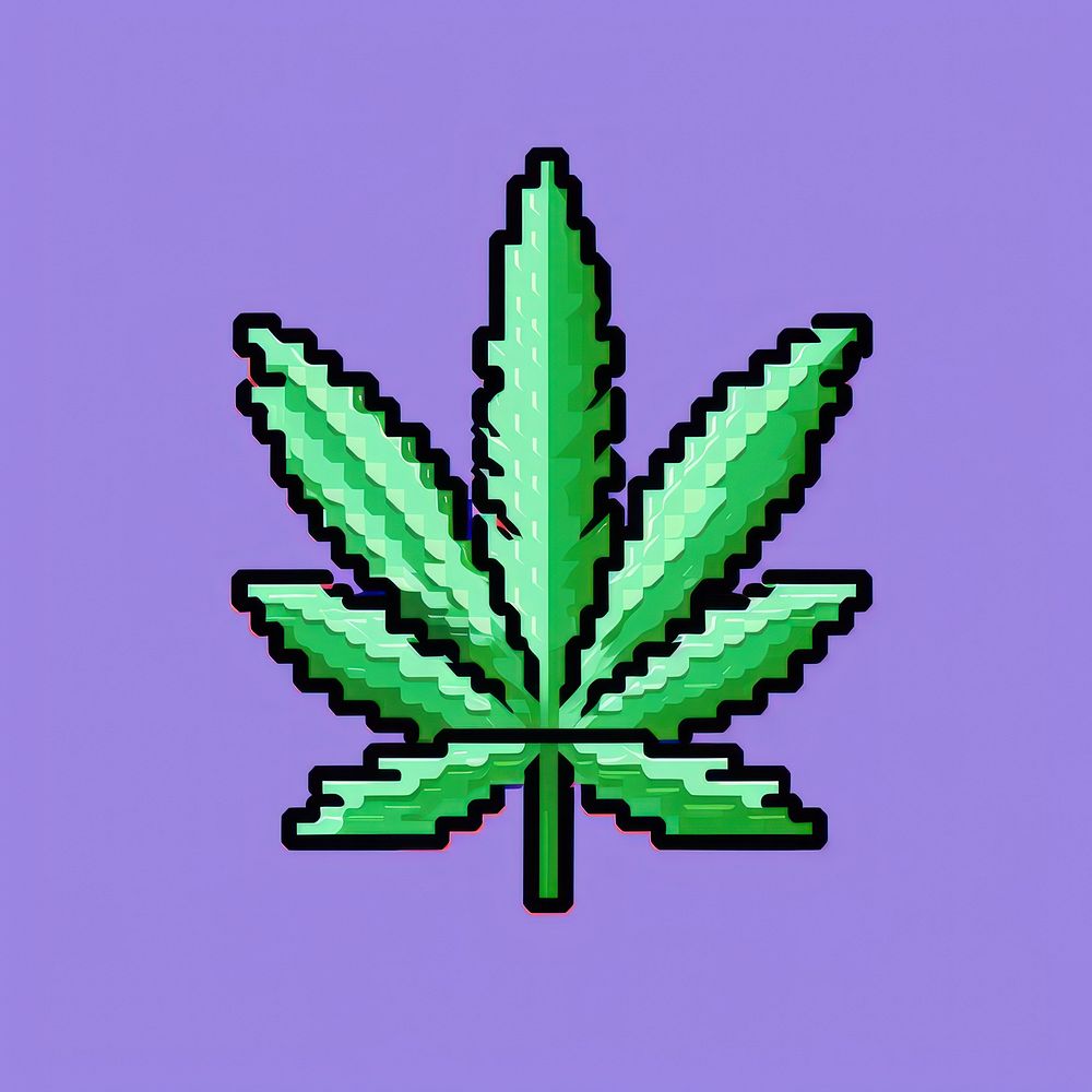 Cannabis pixel plant herbs leaf.