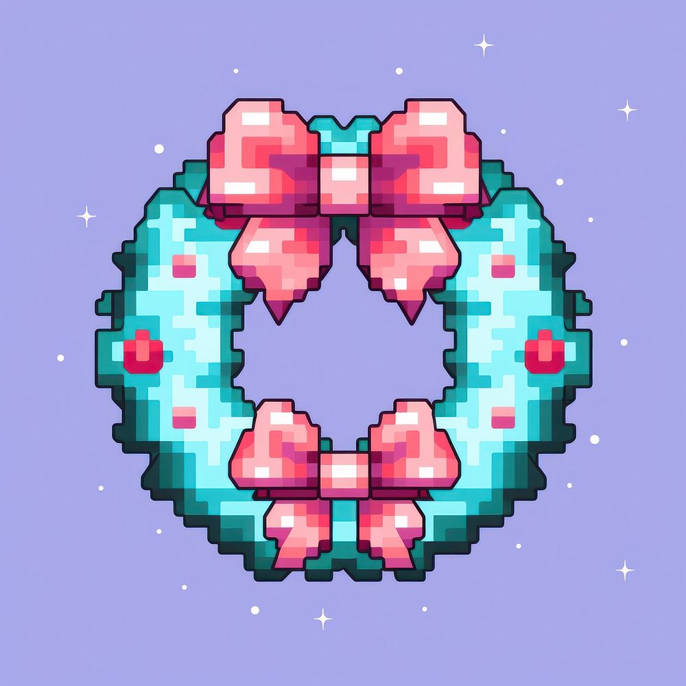 Christmas wreath pixel graphics pattern shape.