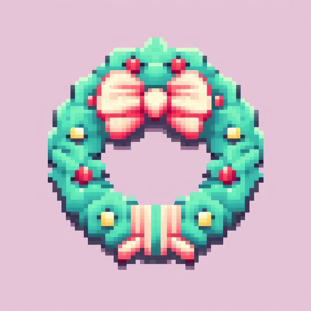 Christmas wreath pixel shape art confectionery.