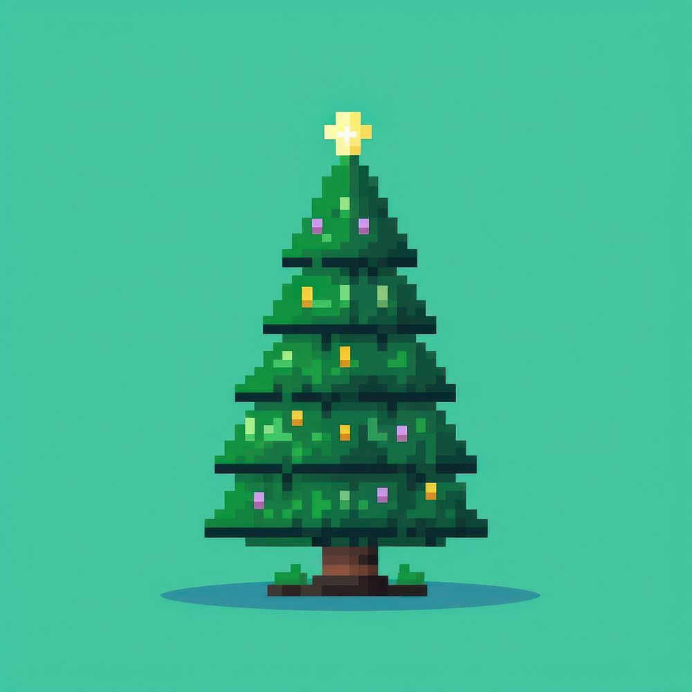 Christmas tree pixel plant shape green.