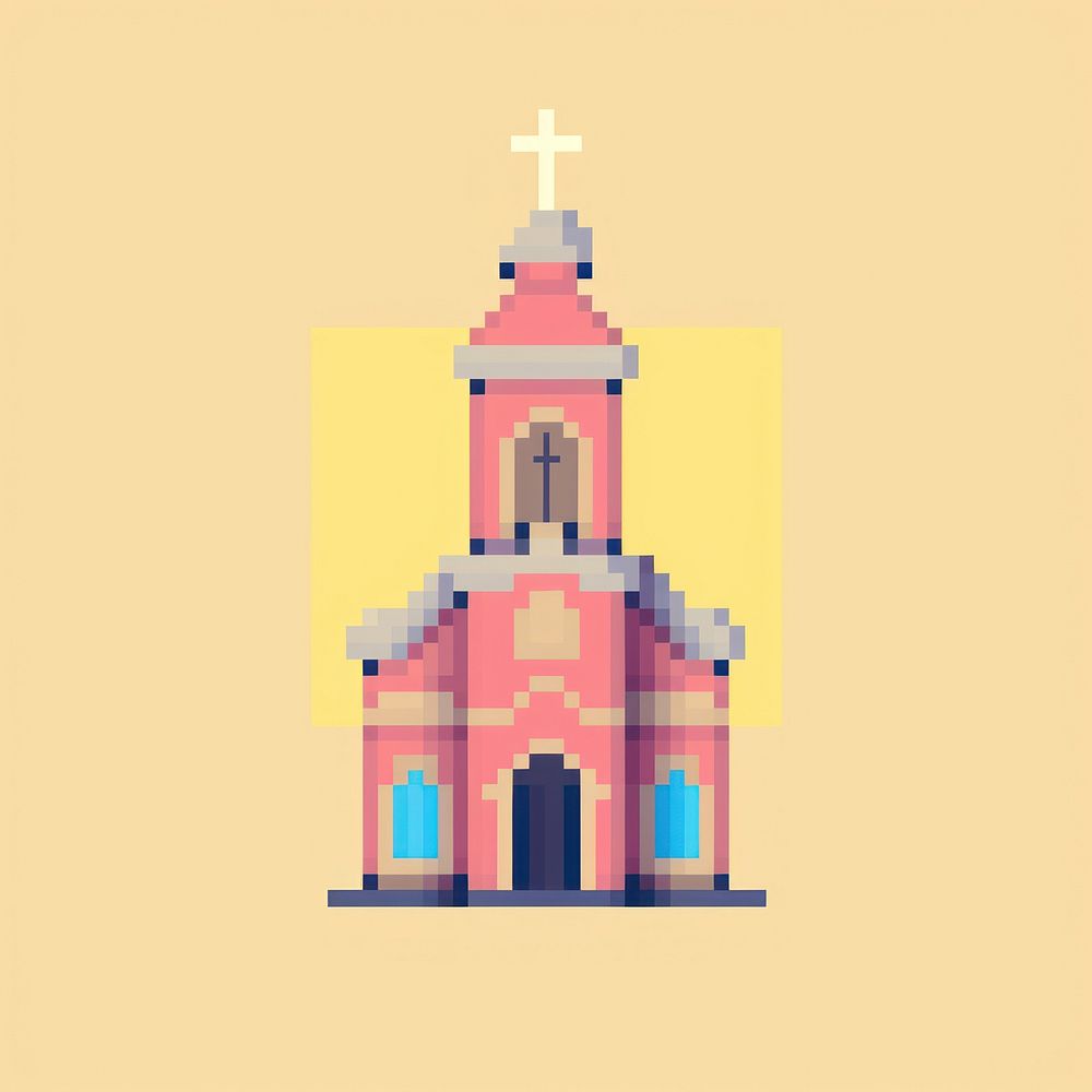 Church pixel architecture building tower.