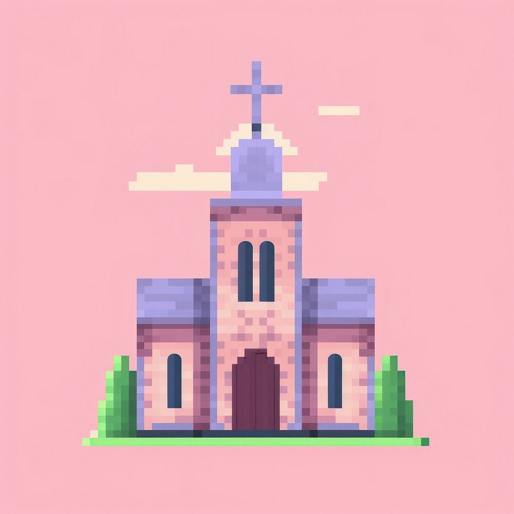 Church pixel architecture building symbol.