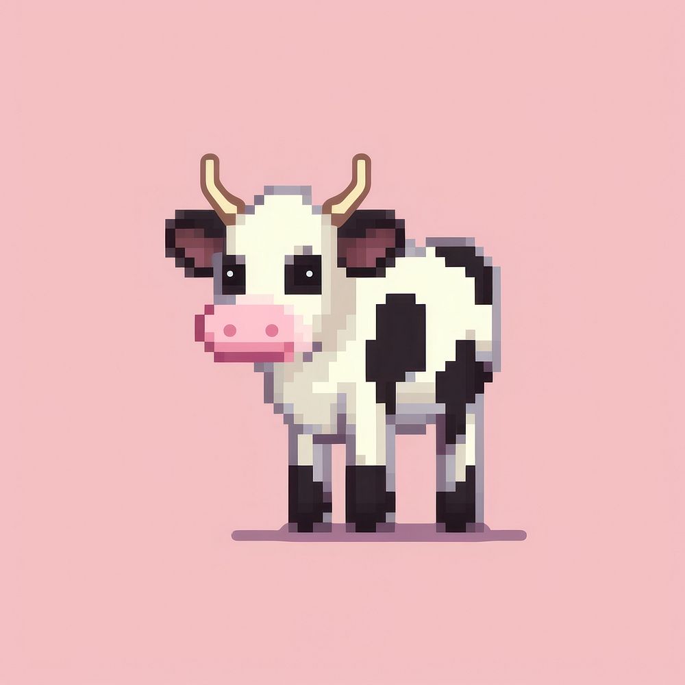 Cow pixel livestock mammal animal.