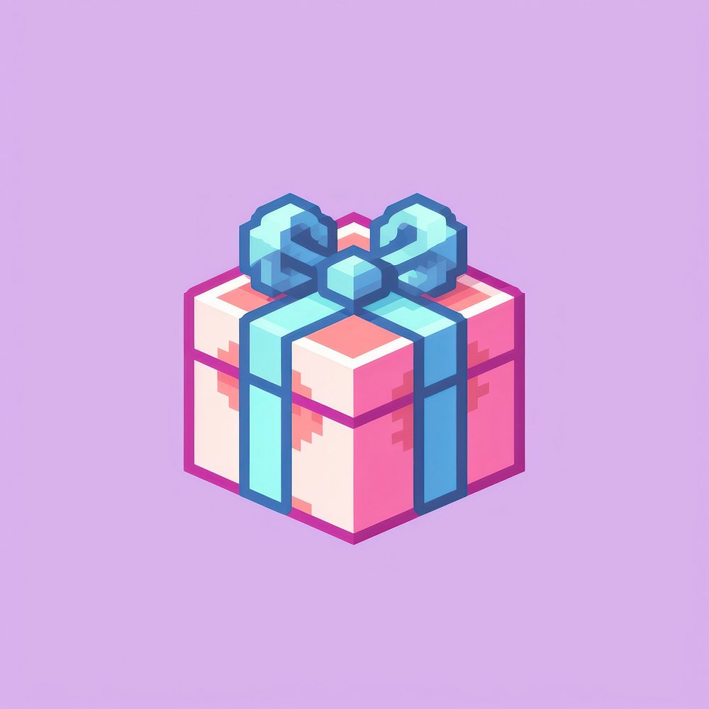 Gift box pixel shape clapperboard celebration.