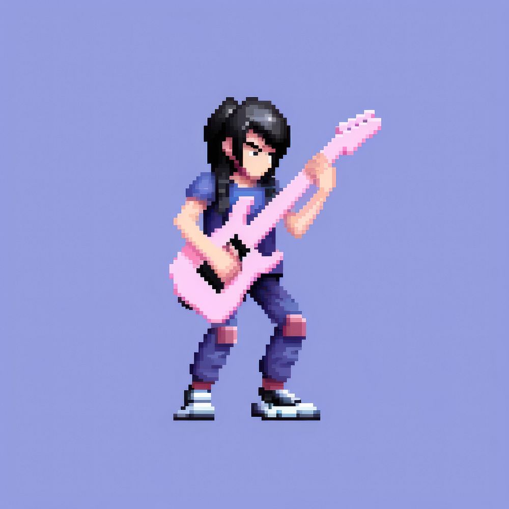Guitarist pixel musician performance creativity.
