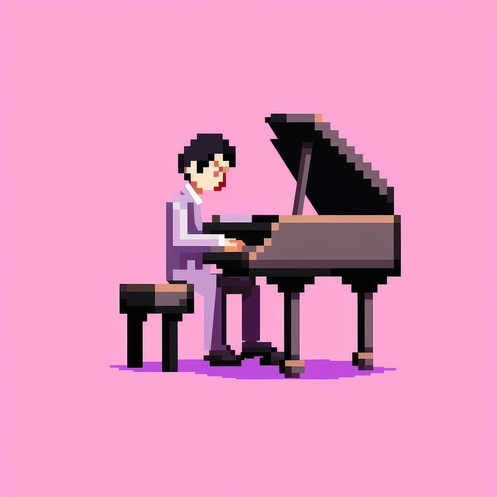 Pianist pixel keyboard musician piano.