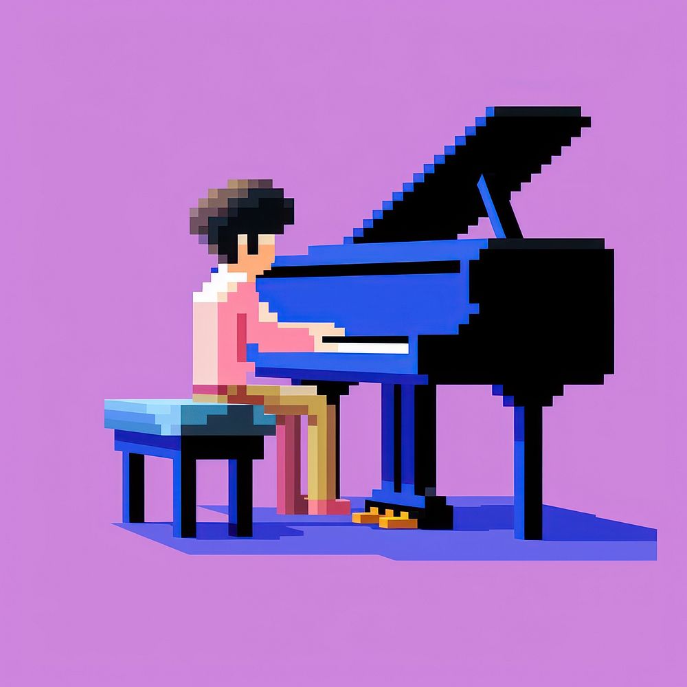 Pianist pixel keyboard musician piano.