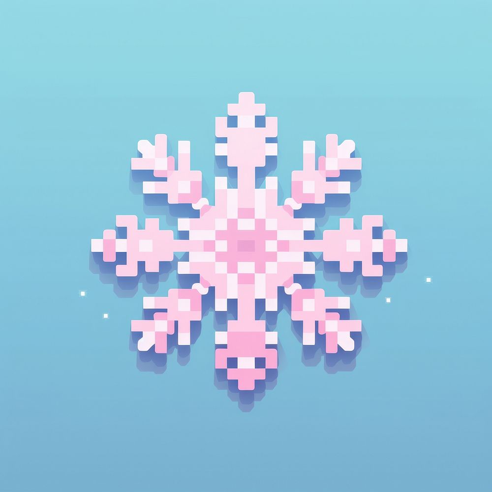 Snowflake pixel shape decoration pixelated.