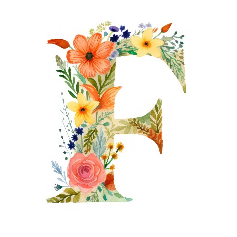 Floral inside alphabet F flower text pattern.