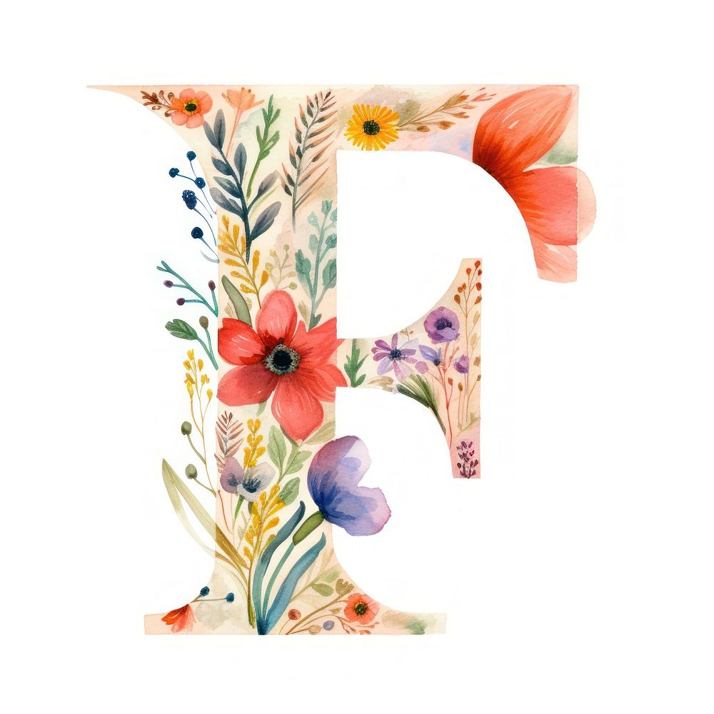 Floral inside alphabet F flower art pattern.