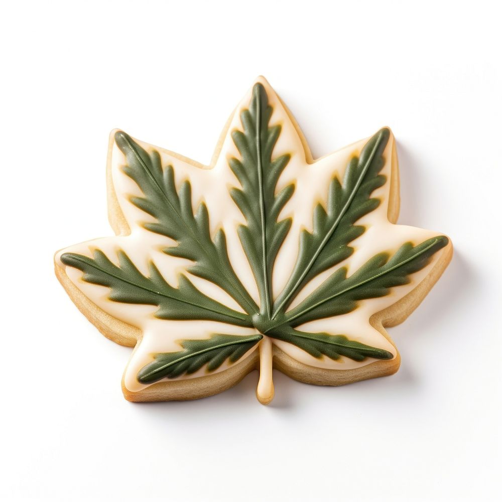 Cannabis leaf cookie art dessert plant food.