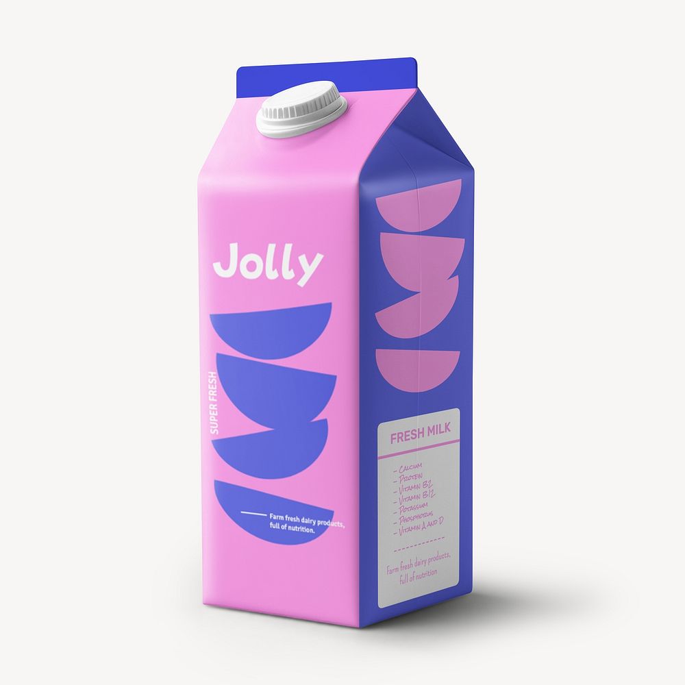 Milk carton mockup, drink packaging psd