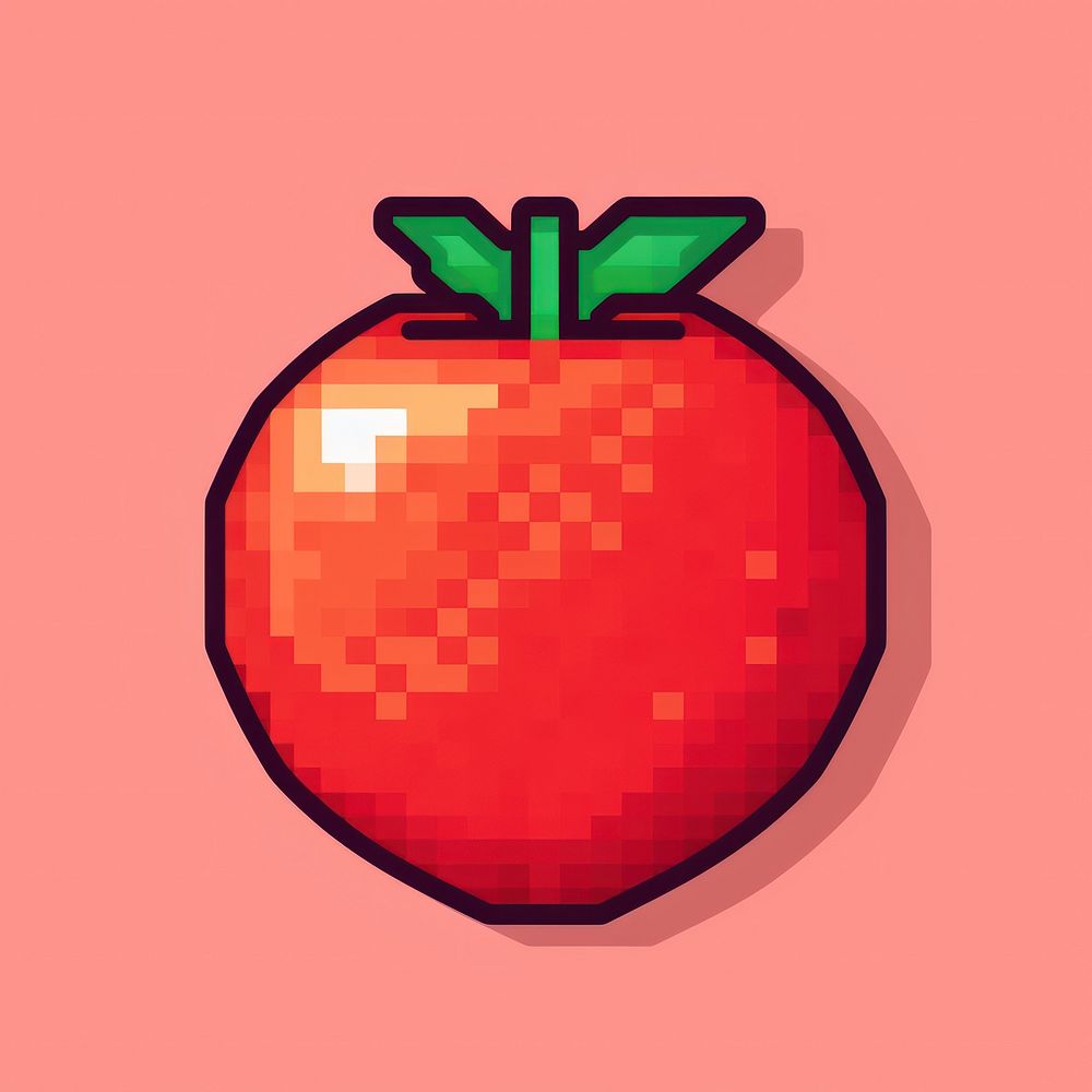 Tomato fruit pixel strawberry apple plant.