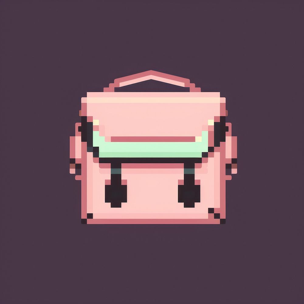 Bag pixel pixelated luggage cartoon.