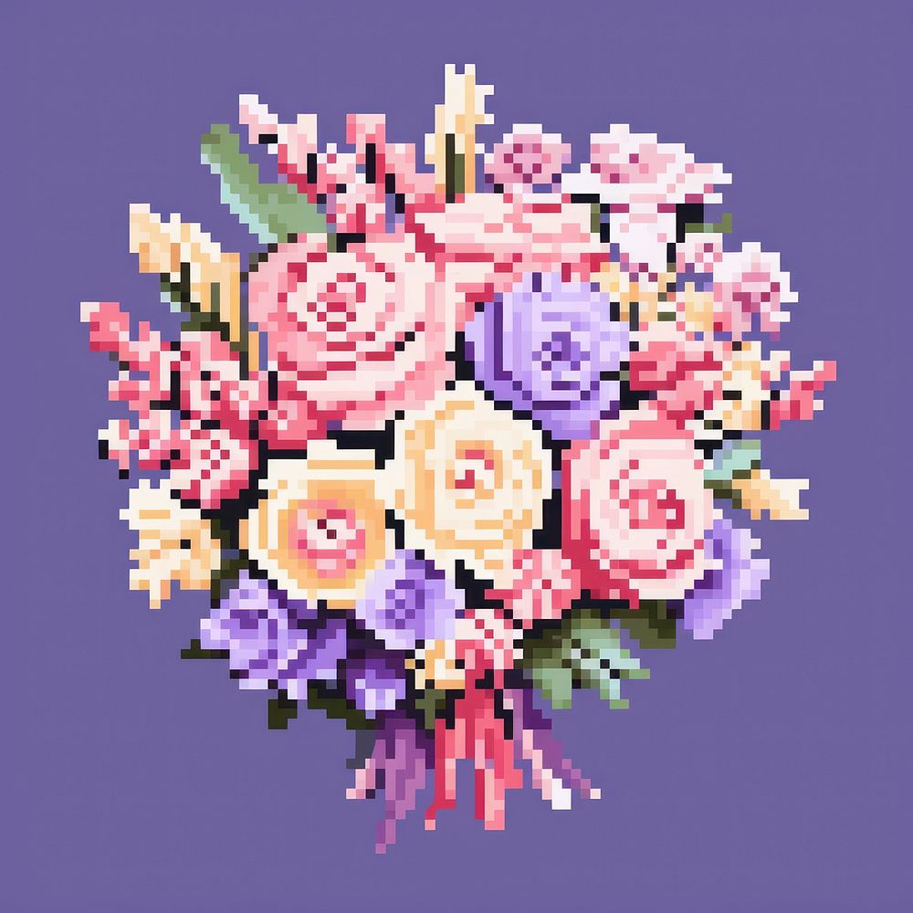 Bouquet pixel art graphics pattern.