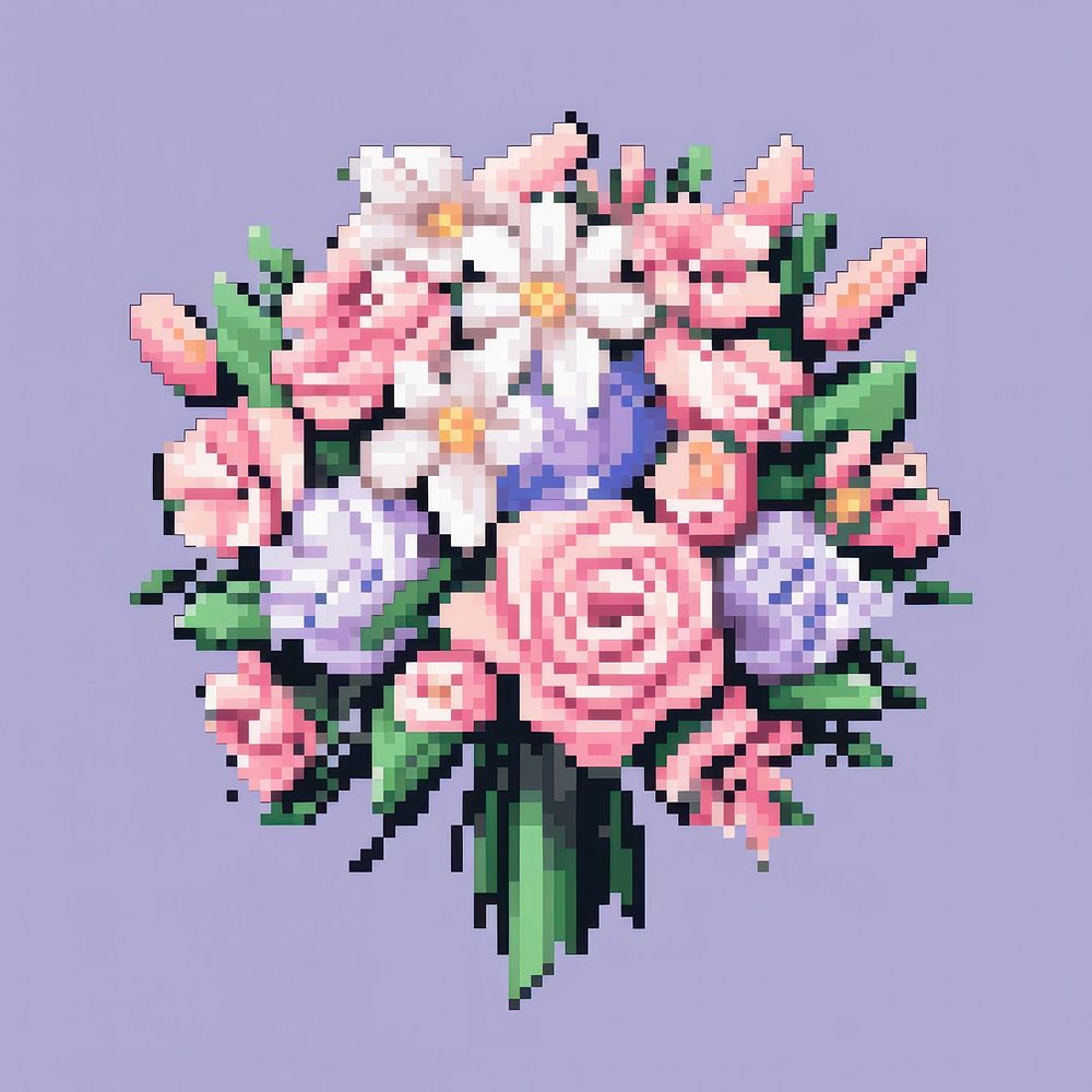 Bouquet pixel art graphics pattern.