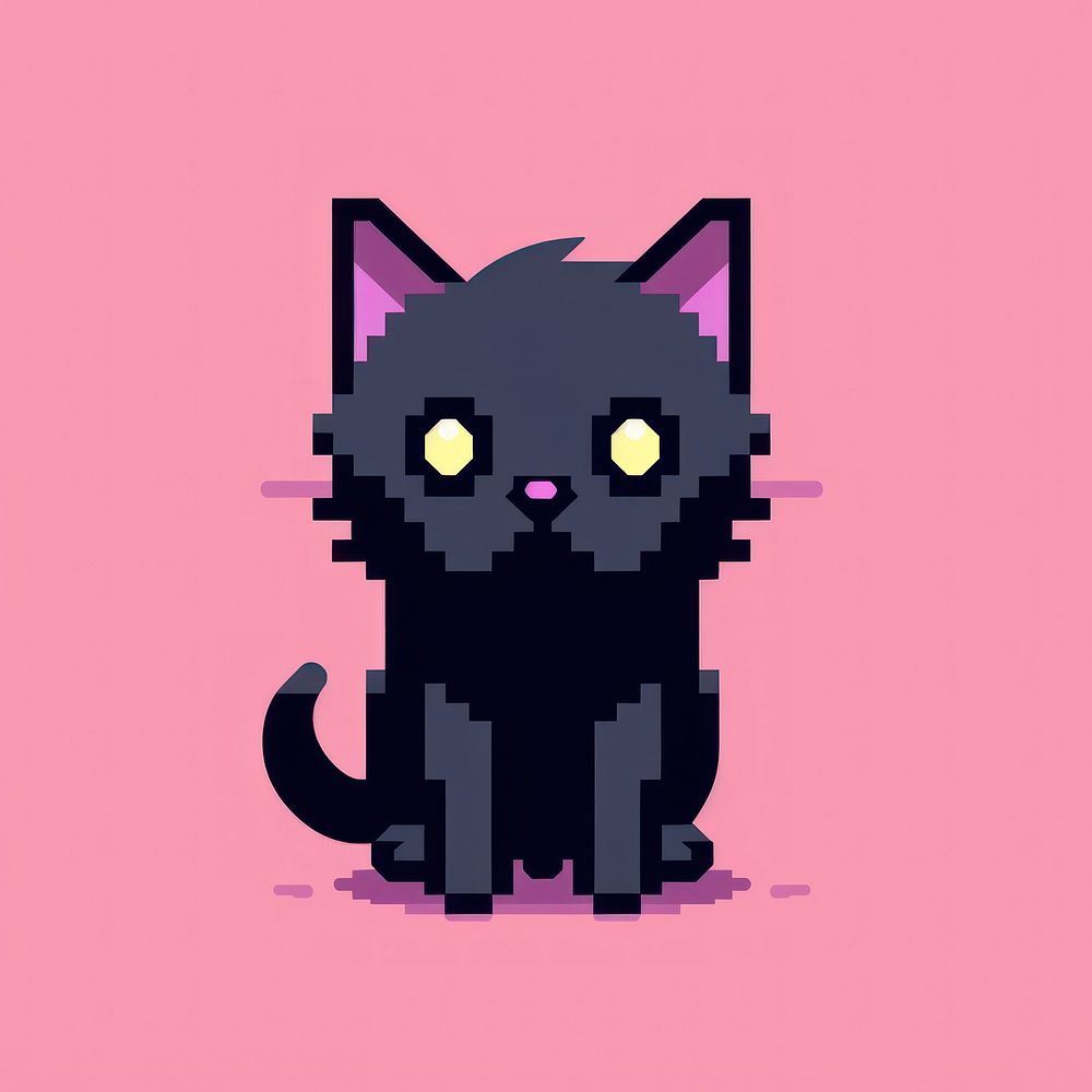 Black cat pixel animal mammal pet.