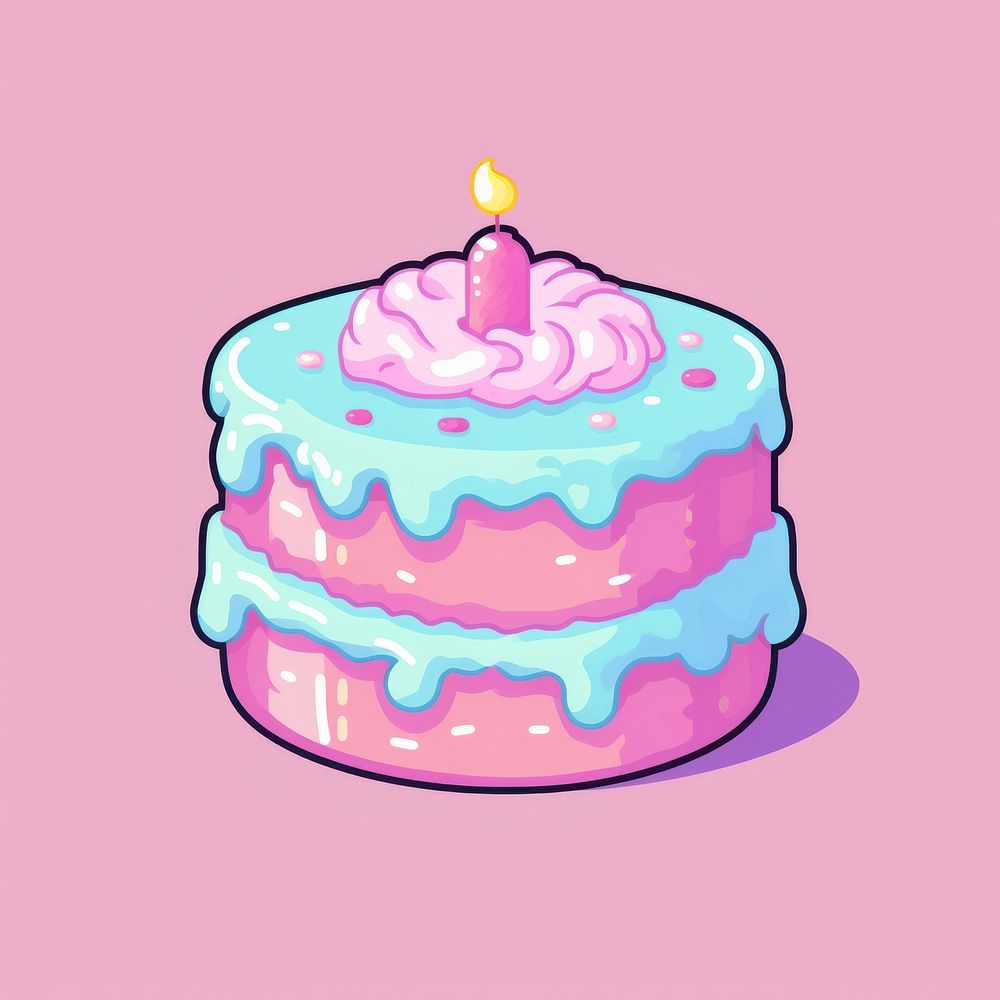 Cake pixel dessert candle icing.