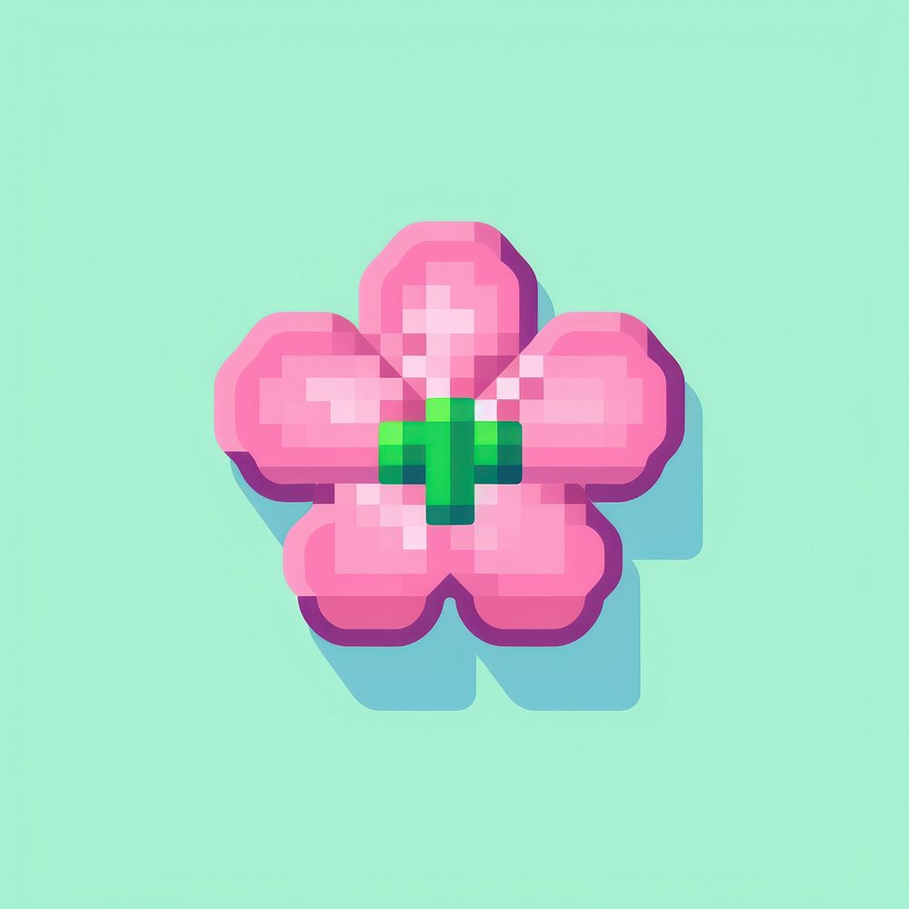 Clover pixel art graphics flower.