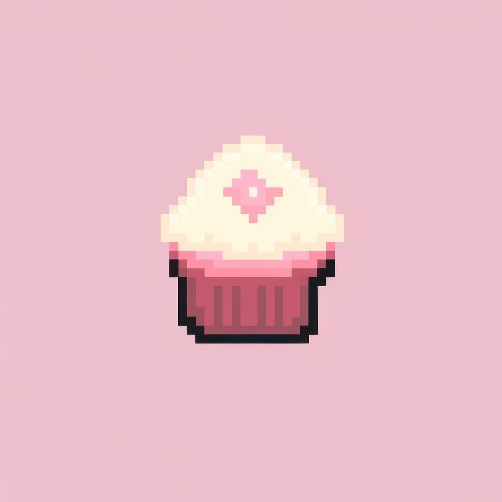 Cupcake pixel dessert muffin food.